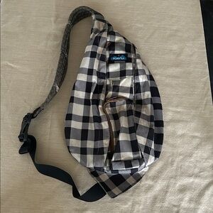 Kavu Rope Sling Backpack Buffalo Check Black Cream